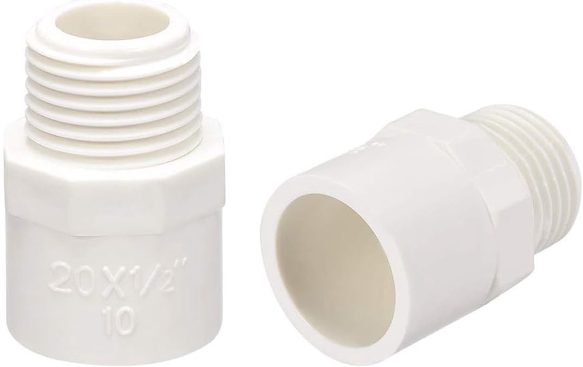 Allecto - PVC buis fitting - Adapter - Wit - Koppeling - Tuin irrigatie - Geschikt voor leidingen - Wit model