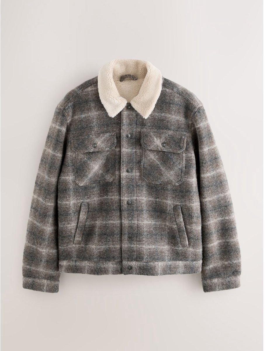 Next - Heren - Borg Lined Trucker Jacket - Bruin