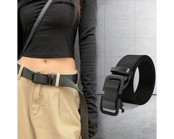 2pcs 2026 New Women's Automatic Buckle Tactical Belt - Heavy Duty Alloy Buckle, Nylon Webbing with Gold-Tone Hardware, Automatic Buckle, Gray