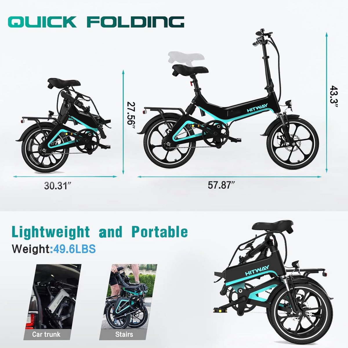 Hitway BK6SL1 Opvouwbare E-Bike 20" Fat Tire 15.6Ah
