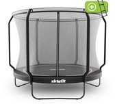 VirtuFit Premium Trampoline met Veiligheidsnet - Ø 305 cm Diameter - Incl. Beschermrand - Extra Veilig - Gratis trap - Water- en UV-bestendig - Max. 150 kg - Voor Kinderen en Volwassenen - Zwart