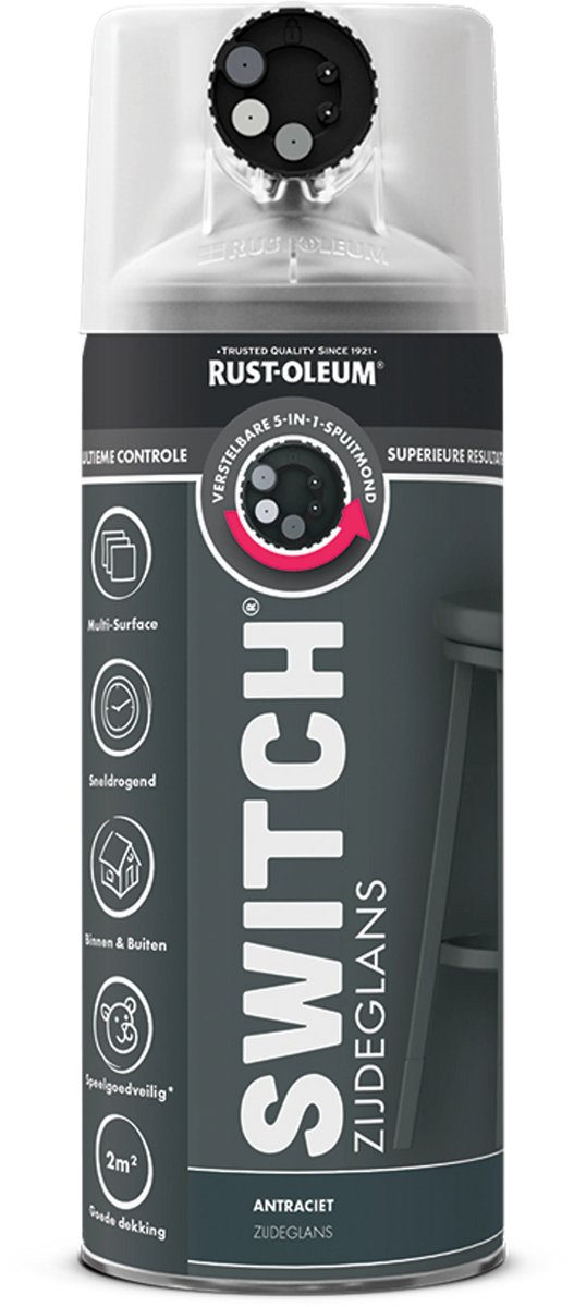 Rust-Oleum Switch Spuitbus Verf Zijdeglans 400ml - Antraciet