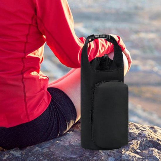 Draagtas voor waterfles - Waterfles Draagtas - Drinkfles Houder - Waterfles Mouw met Verstelbare Schouderriem - Draagtas met telefoonvak - Draagbare Waterfles Houder Tas - Bottle Bag - Waterfles Draagtas voor Wandelen Camping - 30*12*10cm - Zwart — afbeelding 2