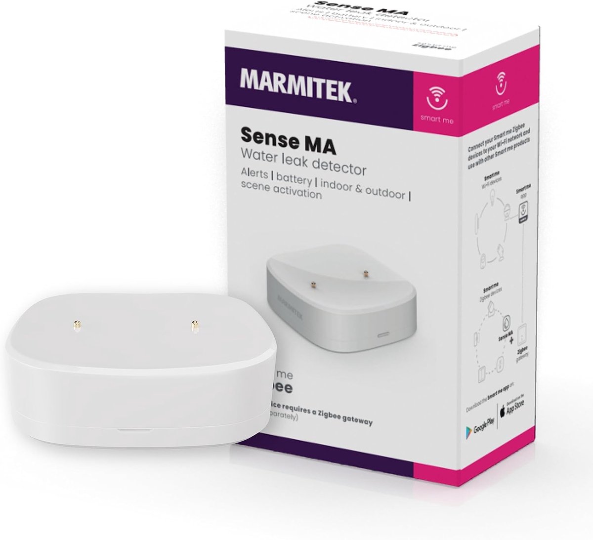 Watermelder - Lekkage Sensor - Waterschade Voorkomen - Draadloze Zigbee Technologie - 46 x 46 cm - Wit