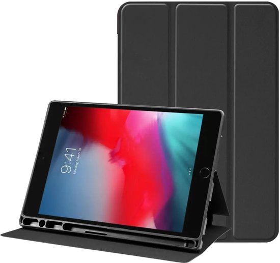 Étui pour tablette compatible avec Apple iPad Mini 1/2/3/4/5 | Étui de Luxe à trois volets | Housse de protection en cuir artistique | Fonction standard | Noir