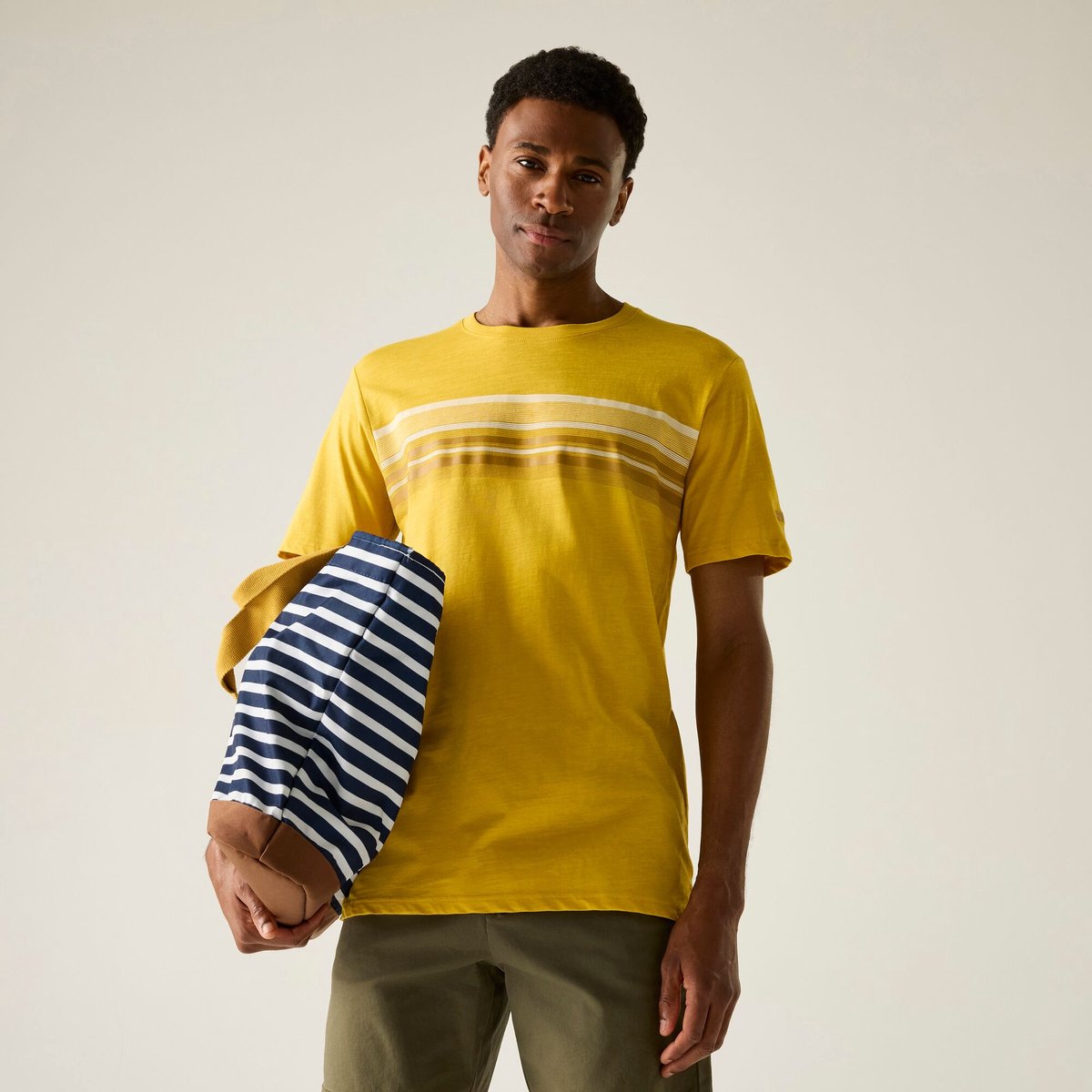Rendro heren T-shirt met korte mouwen en grafische print Geel