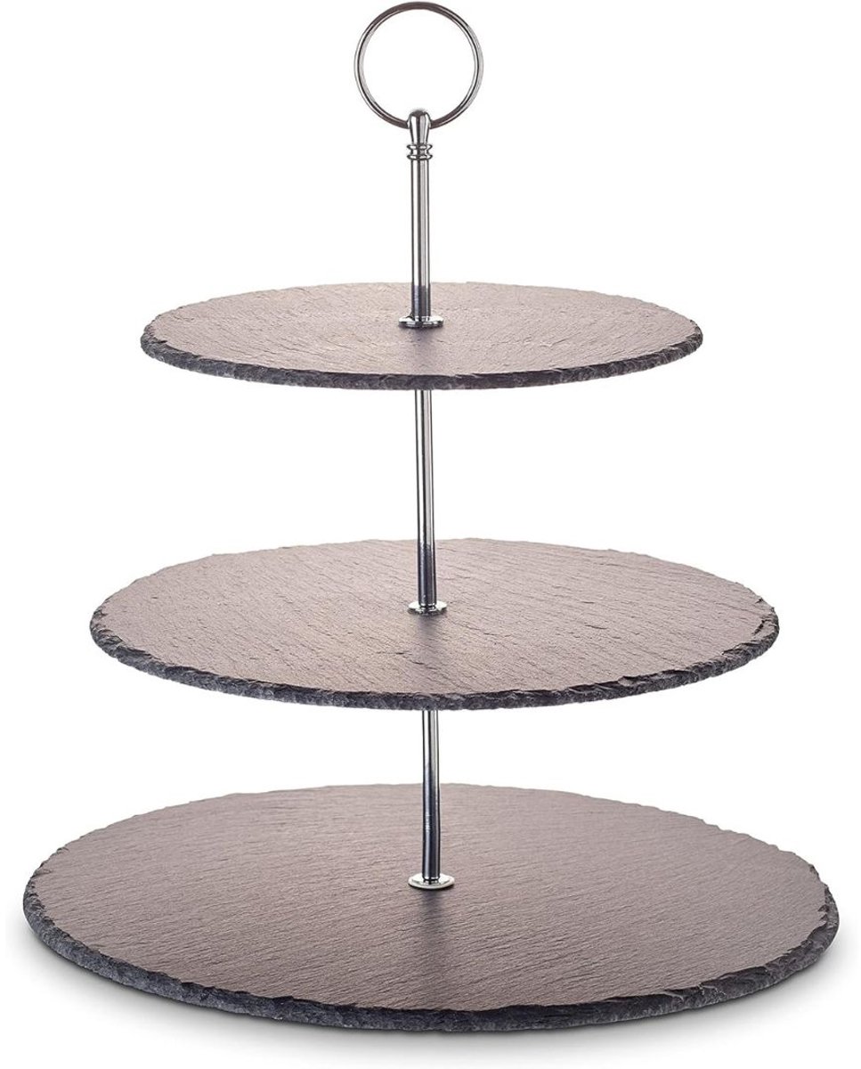 Aurixi® Serveertoren - Etagere - Tapasplank - Zilver - 35cm x 30cm x 30cm