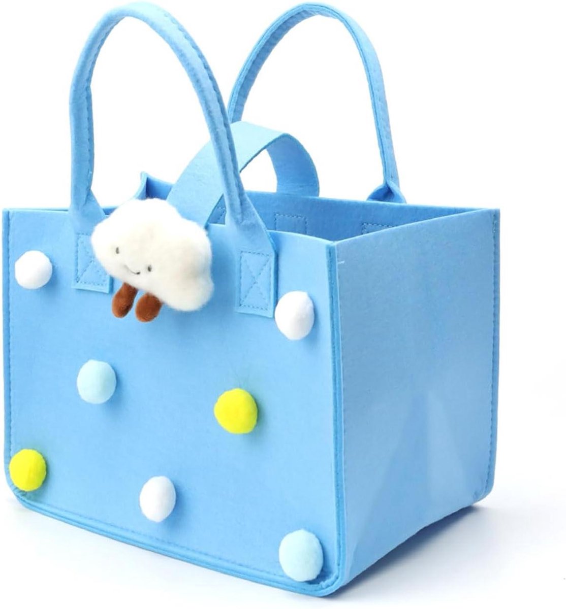 Blauwe vilten tas shopper - handig voor dagelijkse opslag & winkelen, 30 x 20 x 18 cm