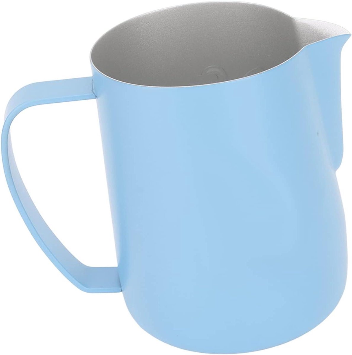 Melk Opschuimer 600 Ml RVS Stoomkan Draagbaar Handvat Lichtblauw