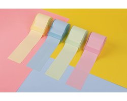 Set van 4 plaknotitierolletjes met dispenser - Creatieve plaknotities op rol - Rol + vervangbare notities - Plaknotities voor studenten, kantoor en doe-het-zelfprojecten - Kleurrijke berichten op rol