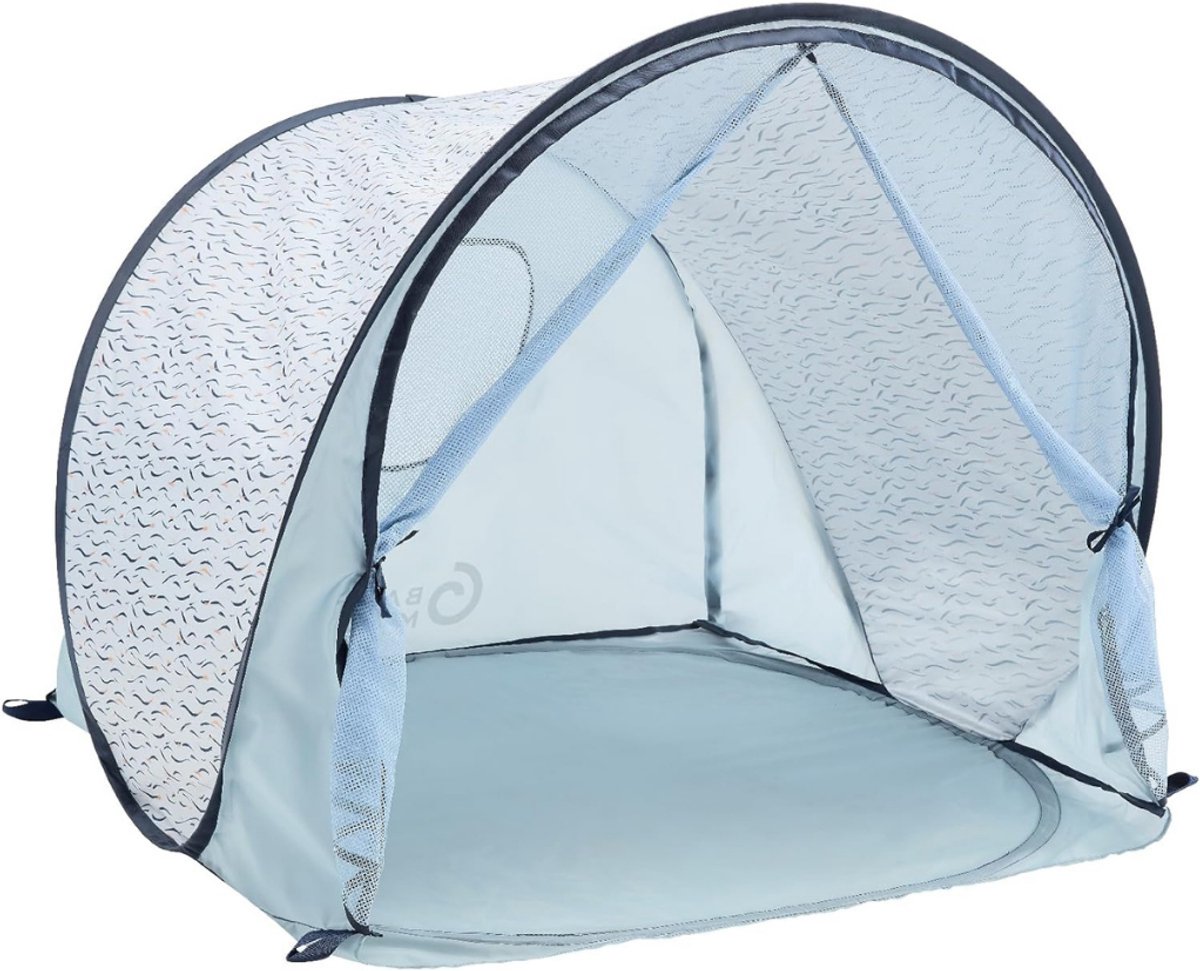Aurixi® Strandtent uv Bescherming - Strandtent Baby Pop Up – Strandtentje Extra Licht – Strandschelp – Strand Tent – Zonbescherming – Pop Up Tent - Voor in de Tuin, Strand, Vissen Etc. - Blauw - 98cm x 90cm x 85cm