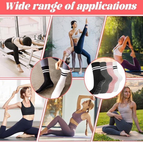 4 paar antislip yogasokken voor dames - yoga pilates sokken met grip - thuis fitness accessoires — afbeelding 2