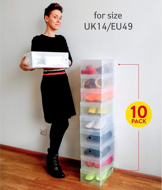Transparante Schoenen Dozen - Schoenen Opberbox Met Deksel - Opvouwbare Shoe Organizer Opbergdoos Opberger Opbergsysteem - Schoenendoos Set Van 10 Stuks