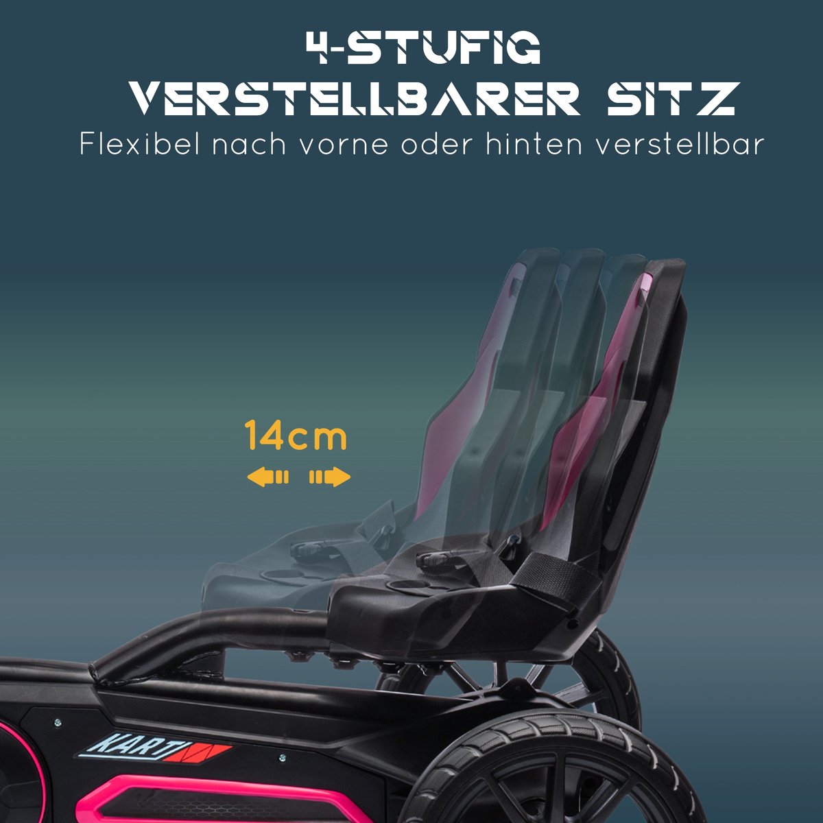 HOMCOM Trapauto met pedalen Kunststof, Metaal 100L x 58B x 58,5H cm Roze — afbeelding 8