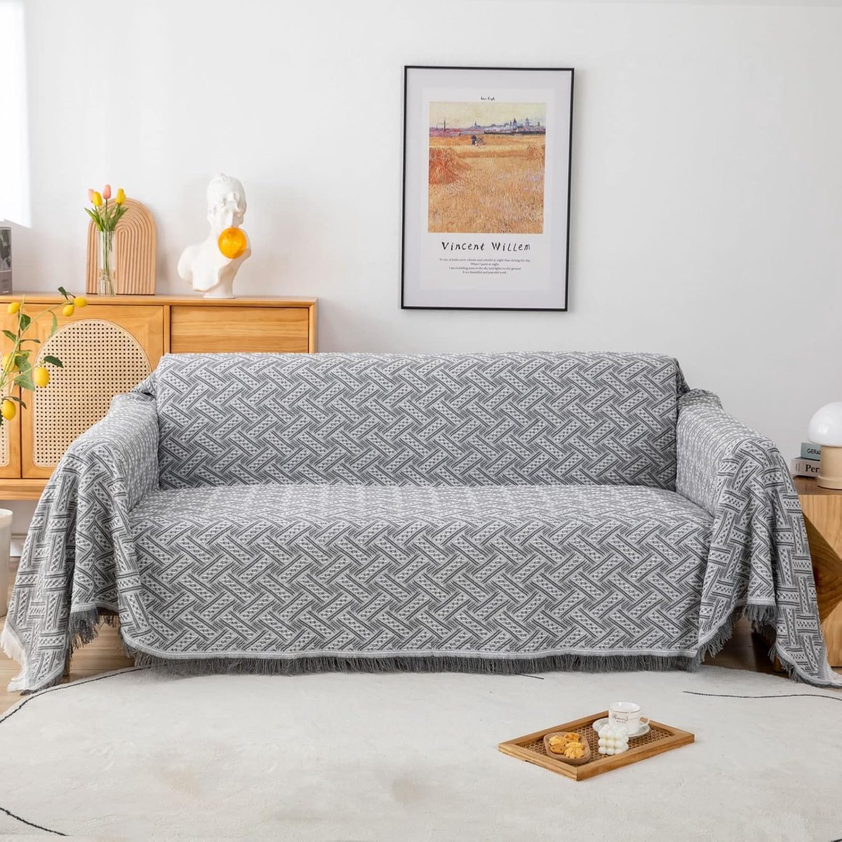 Decoratieve Plaid voor Banken 180x230cm - Multifunctioneel en Lichtgrijs