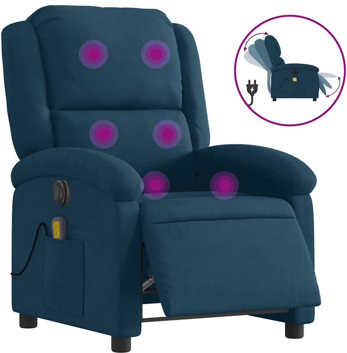 vidaXL Massagestoel Elektrisch Verstelbaar Fluweel Blauw - vidaXL - €285,99