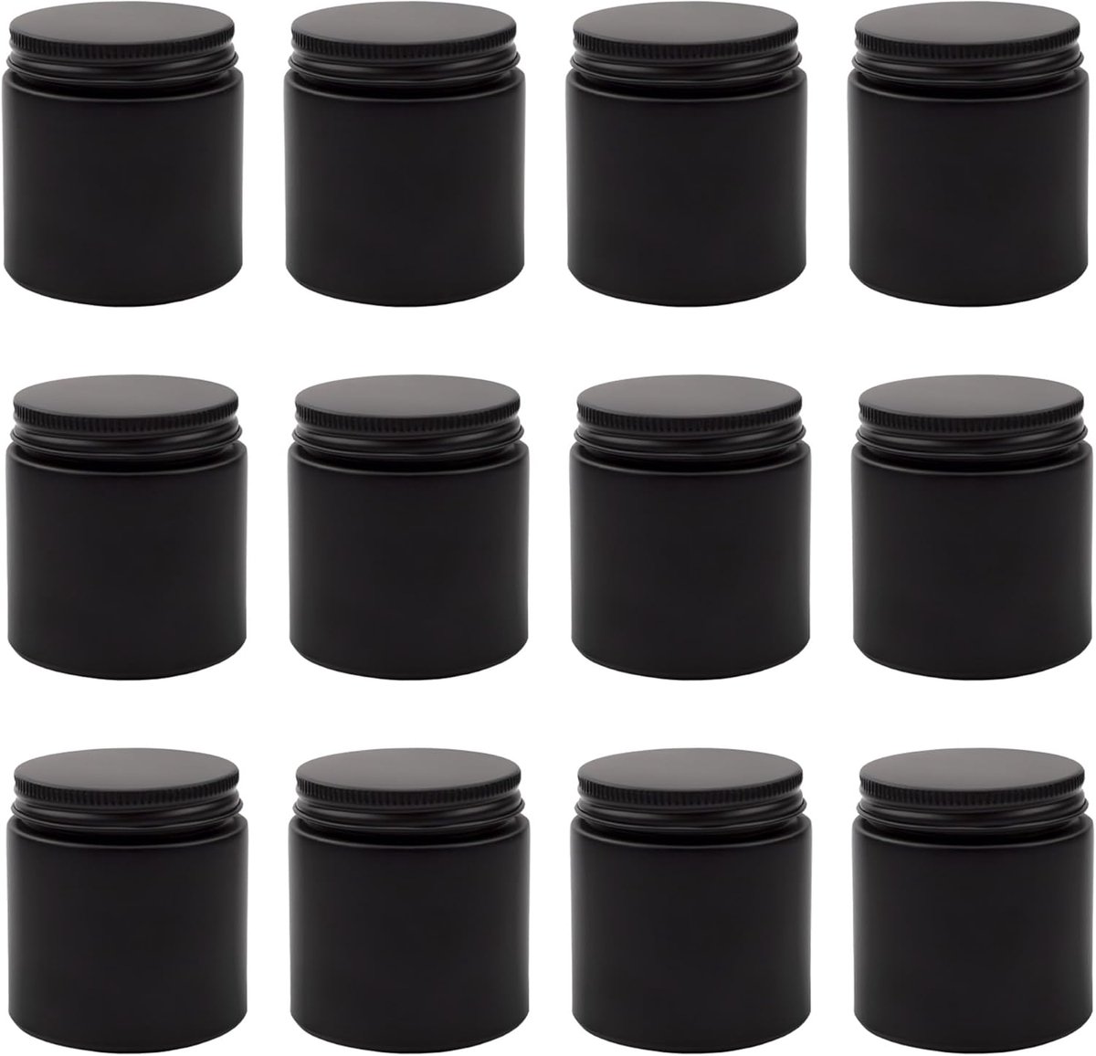 Zwarte gecoate glazen potten 4 oz (12-pack) voor cosmetica en opslag