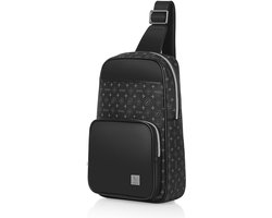 WiWU Crossbody Bag - Luxe Schoudertas met Vingerafdruk Slot - Waterdicht - Verstelbare Schouderband - Anti-diefstal Sling Bag voor Heren & Dames - Zwart