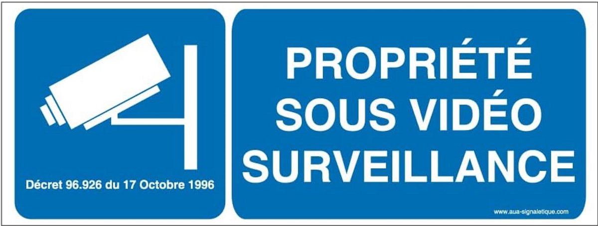 Bord met Videobewaking - 160 x 60 mm, PVC