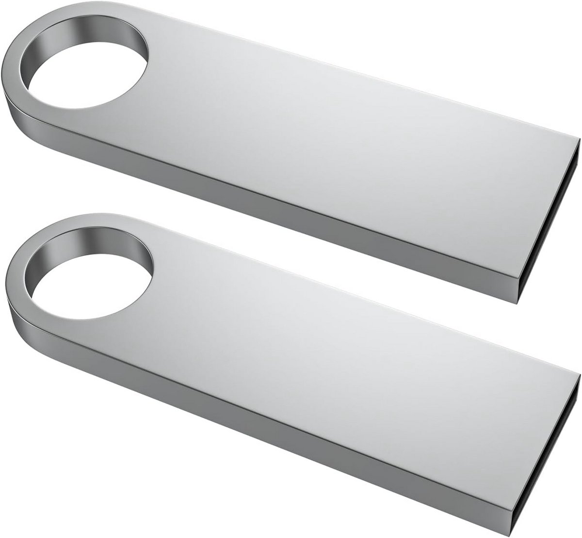 USB-stick 128 GB - 2 stuks - waterdichte metalen mini-USB-stick voor laptops, computers, tv's en auto's