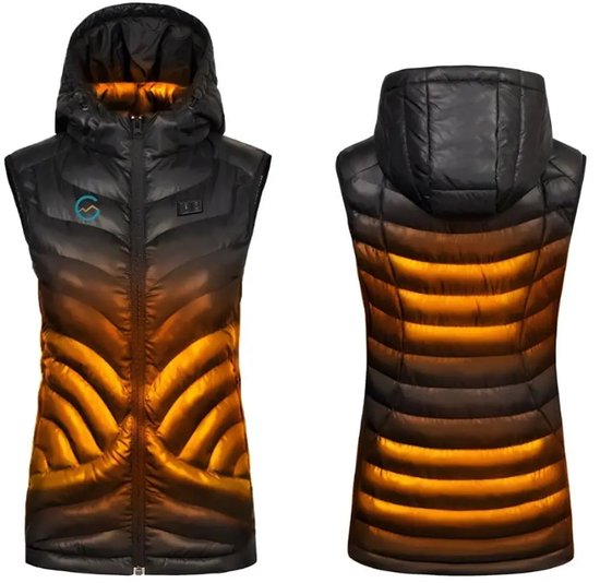 Verwarmde bodywarmer dames elektrisch Gløde, 5 warmtezones, USB powerbank, wasbaar, CE veilig, 3 warmtestanden