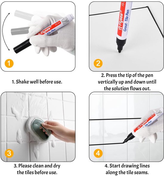 Voegenstift Set - Reparatiemarker Tegels - Voegen Herstellen - Waterdichte Inkt Reservepunt - 6 Stuks - Donkergrijs van Voegenstift Set — afbeelding 5