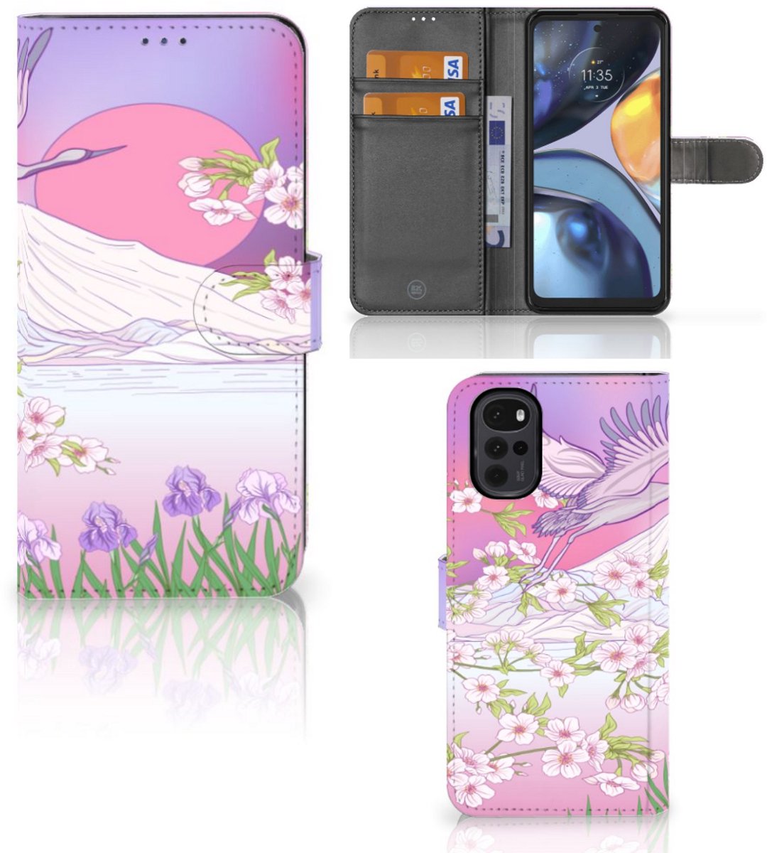 Motorola Moto G22 Telefoonhoesje met Pasjes Bird Flying