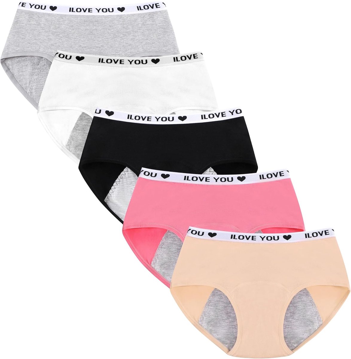 Menstruatiebroek voor tieners - Lekvrije en comfortabele menstruatieslips voor meisjes van 10-18 jaar (5 stuks)