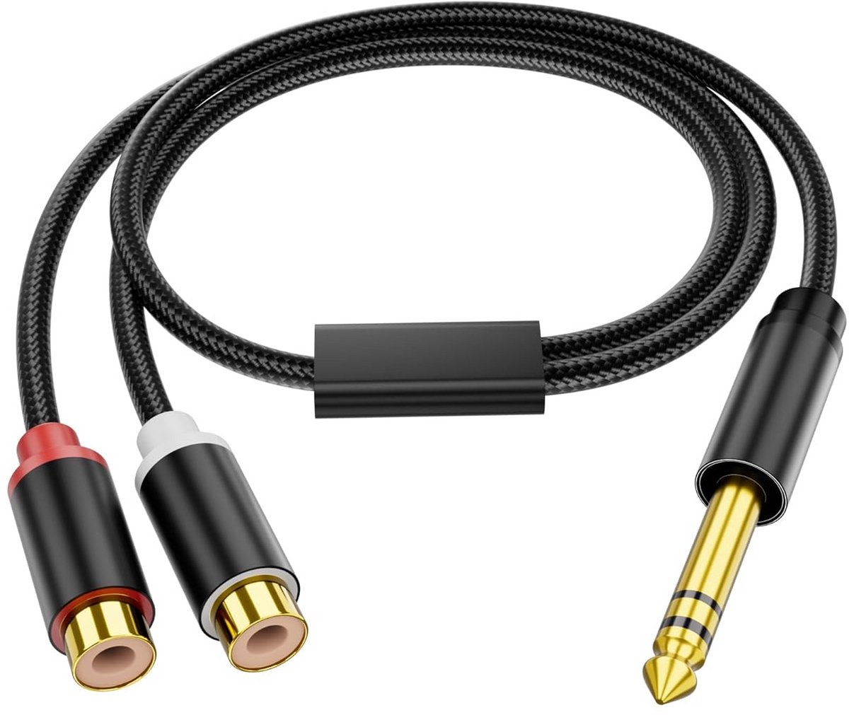 1/4 inch naar Dual RCA Splitter Kabel - Stereo Audiokabel voor TV, CD-speler, Mixer en Versterker