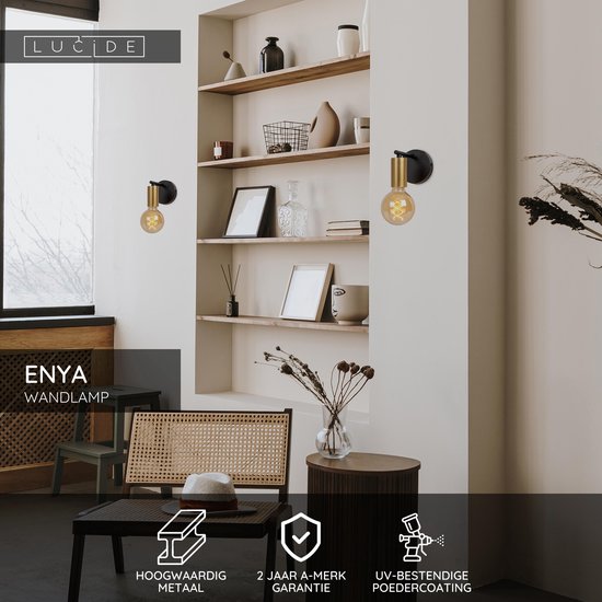 Lucide ENYA - Applique - 1xE27 - Zwart