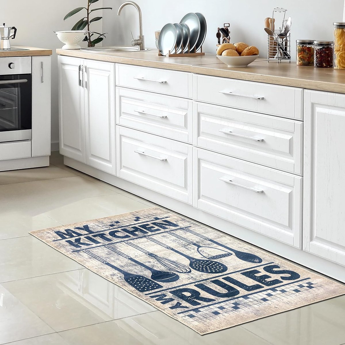 Antislip Keukenloper Wasbaar met Kooklepel Motief - 67 x 180 cm