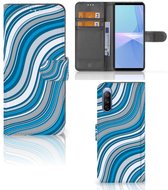 Book Case Sony Xperia 10 III Cover Waves Blue