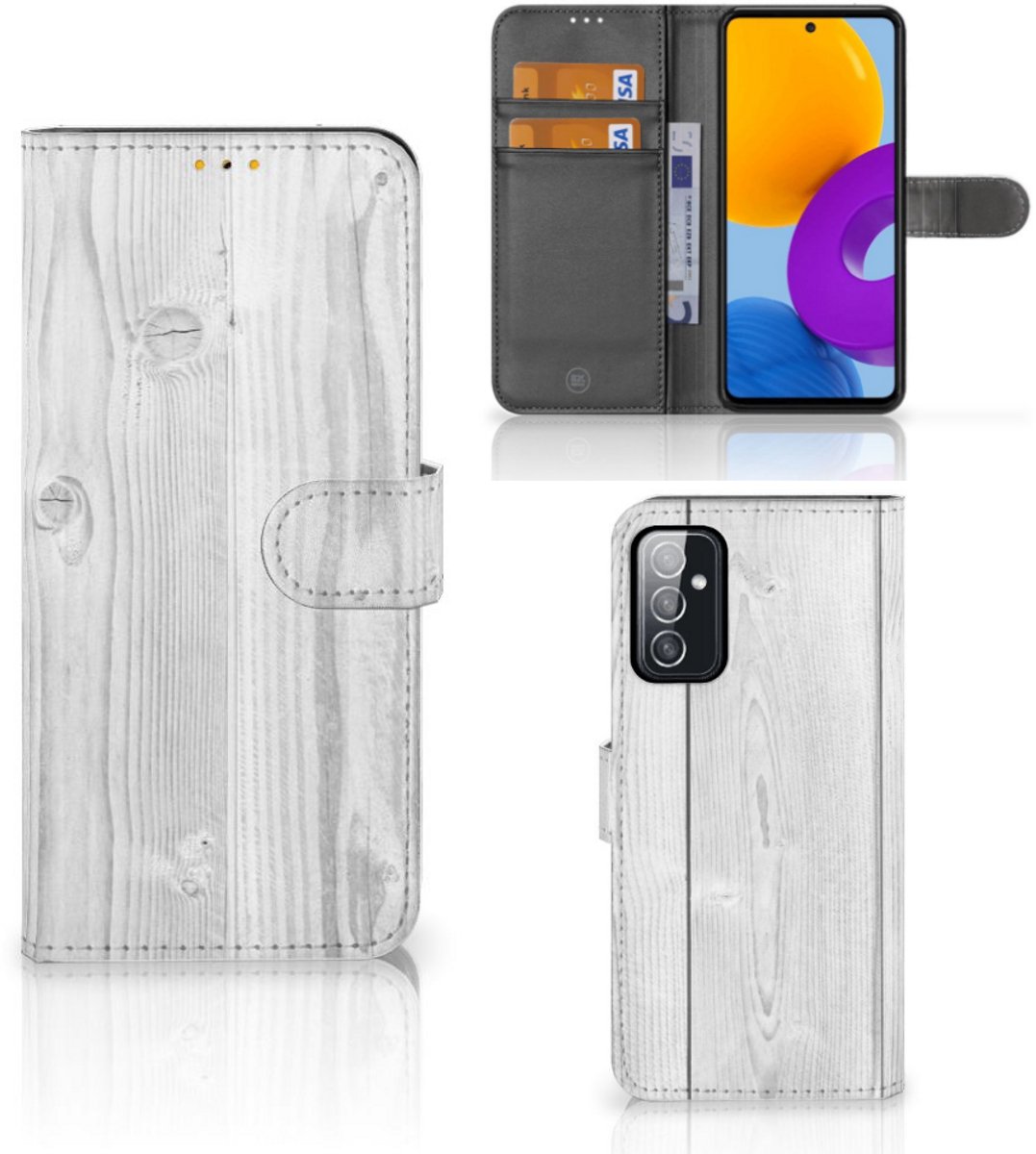 Samsung Galaxy M52 Book Style Case White Wood