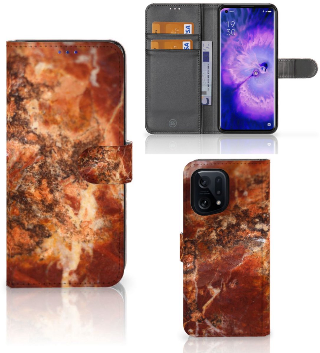 OPPO Find X5 Bookcase Marmer Bruin