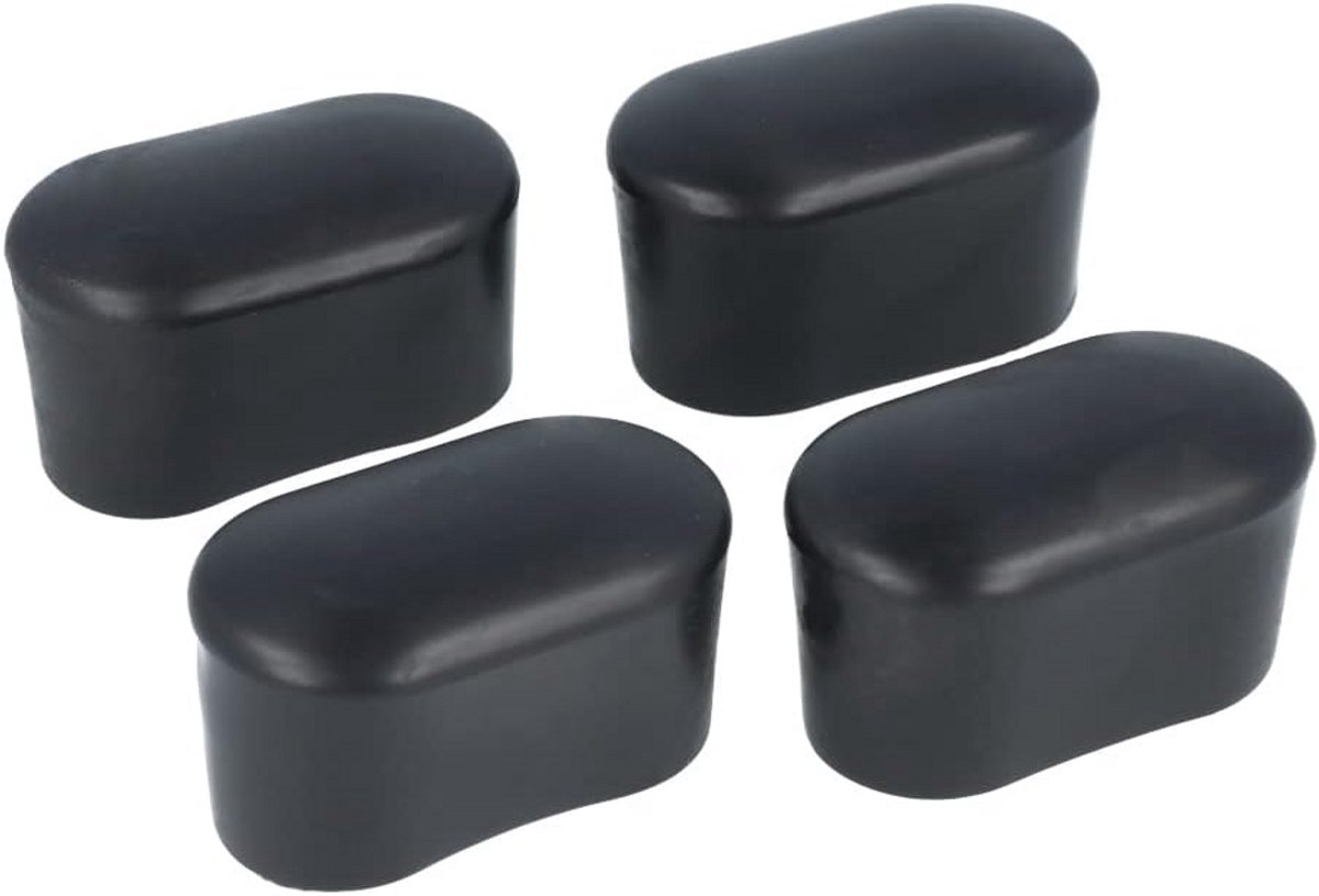 Set van 4 ovale buispluggen voor meubels 40 x 20 mm, zwart