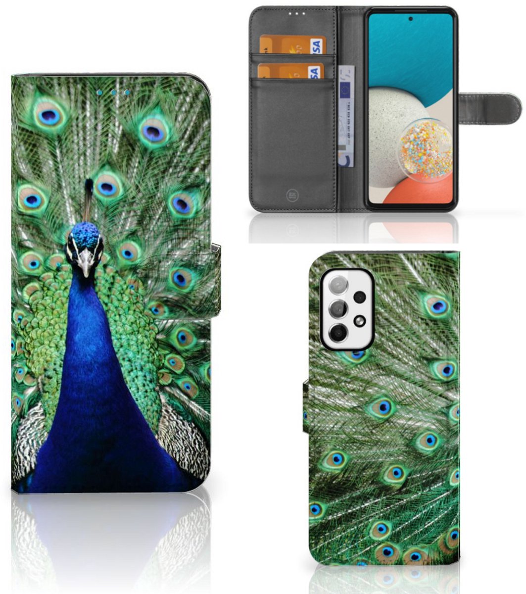 Samsung Galaxy A73 5G Telefoonhoesje met Pasjes Pauw