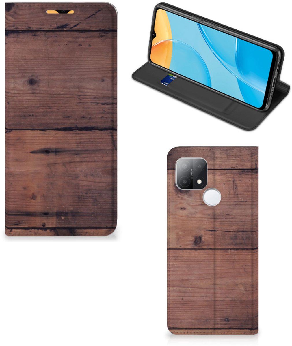 OPPO A15 Book Wallet Case Old Wood