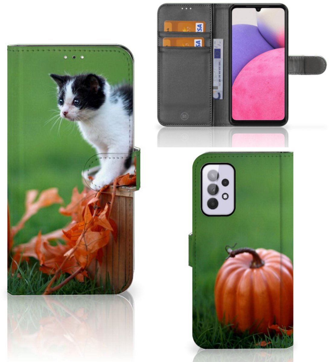 Samsung Galaxy A33 5G Telefoonhoesje met Pasjes Kitten