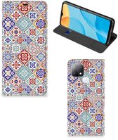 Étui pour téléphone portable OPPO A15 Book Case avec des carrelages de photo couleur