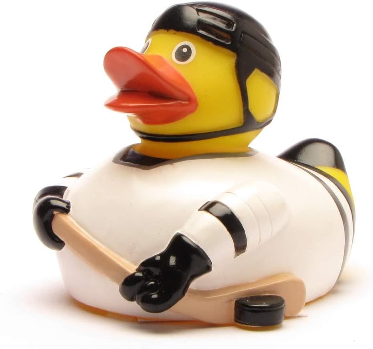 Badeend ijshockey, kleurrijk en piepend, 8 cm met sleutelhanger – Perfect cadeau voor ijshockey-fans en kinderen