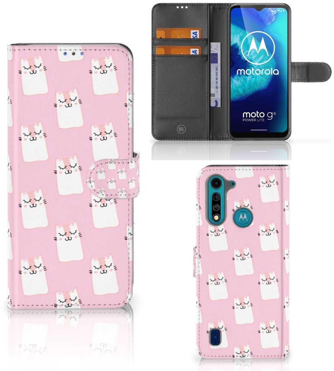 Motorola G8 Power Lite Telefoonhoesje met Pasjes Sleeping Cats