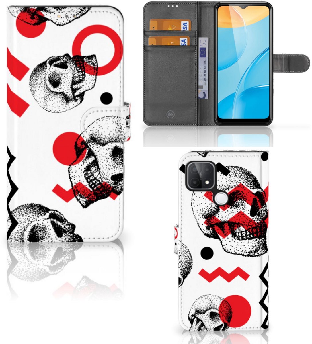Telefoonhoesje met Naam OPPO A15 Skull Red