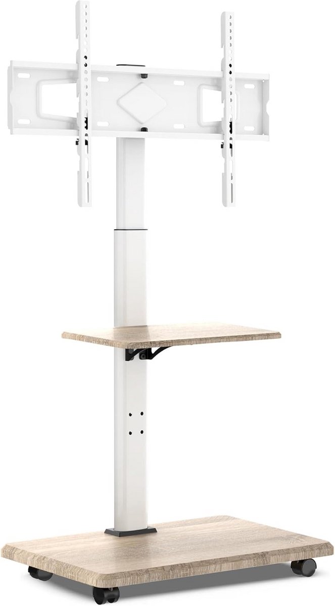 Mobiele TV Stand met Houten Basis en Wielen - Verstelbaar en Rotatable 32-70 inch