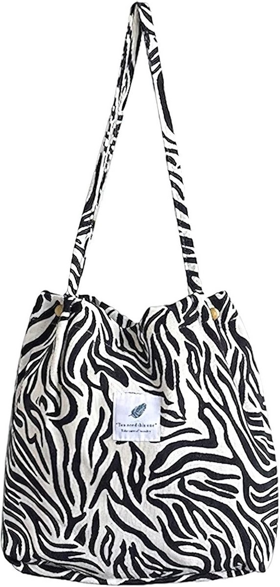 Vrouwen Corduroy Tote Bag - Esthetische Canvas Schoudertas Met Zak