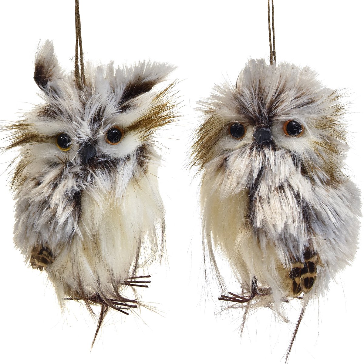 Uildecoratie uilfiguren klein, bosdieren decoratie 11cm witbruin 2st,