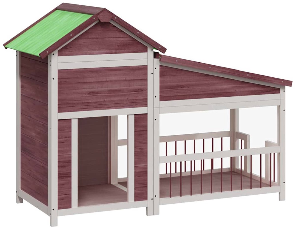 Bol.com vidaXL - Hondenhok - 143x60,5x109 - cm - massief - grenenhout - mokkakleurig aanbieding
