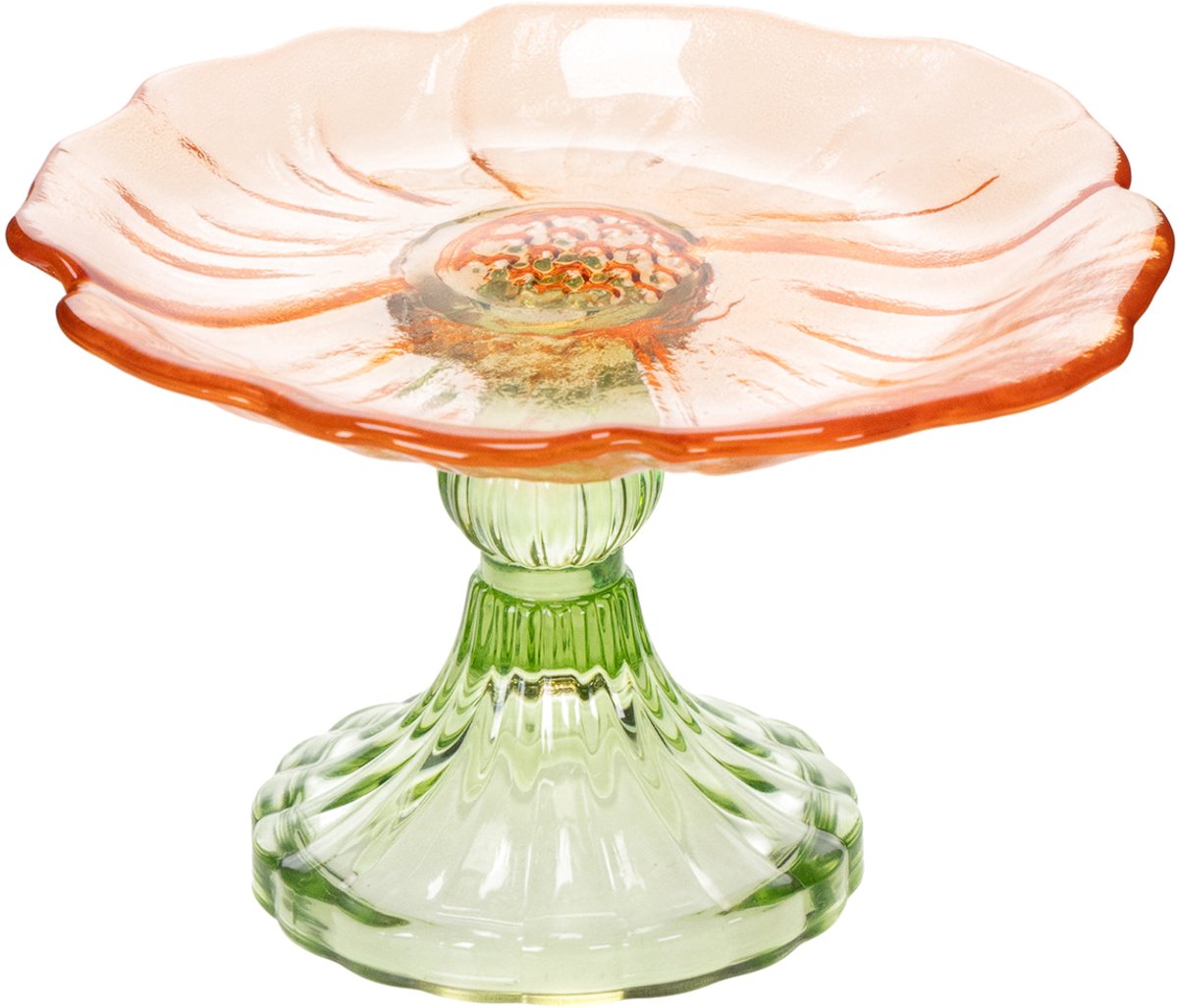 Decoratief glazen bord met voetje, bloemmotief voor stijlvolle tafelde
