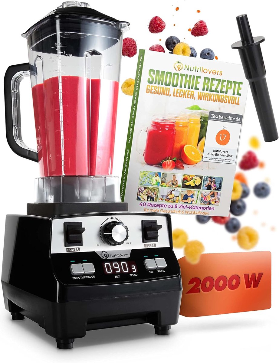Krachtige Blender met 2000W en Digitale Timer - Ideaal voor Smoothies en Soepen