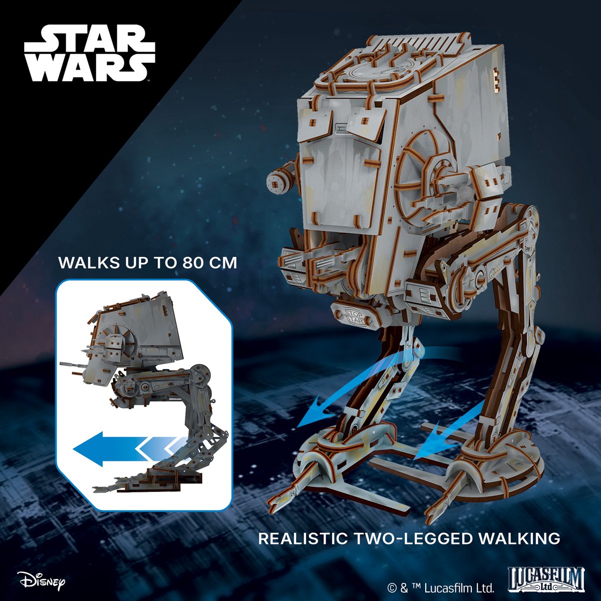 UGEARS 3D Modelbouw - At-St Walker - Star Wars - Mechanisch Bouwpakket Hout - Educatief Speelgoed — afbeelding 3