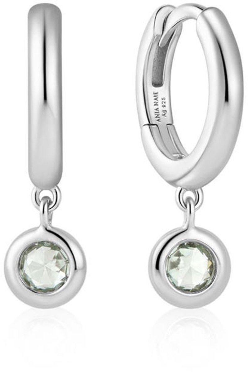 Silver Mint Green Hug. Hoop Ear. E
